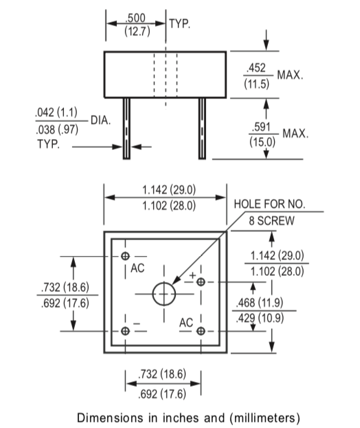 Pinout High Current Bridge Rectifier KBPC3510W Single Phase With Metal Case