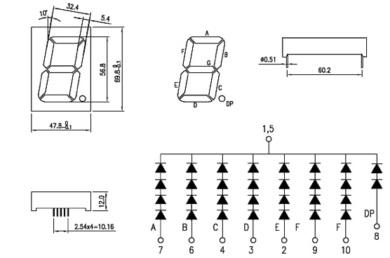 Multicolor Available 7 Segment Numeric Display Gray Face White Segment