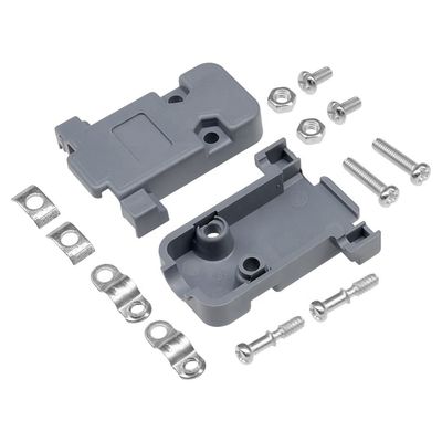 Grey PCB Plastic Hood Cover For DB SUB Connector 25P / 37P With Screws