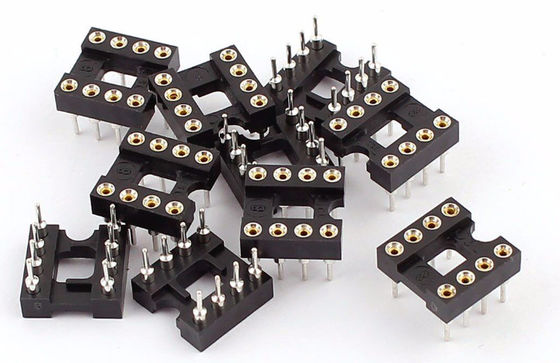 2.54mm Turned Pin Contact Type DIP IC Socket With Pin Length 7.43mm