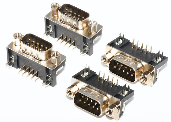 DR 90° D-SUB 9P Small Electrical Connectors Male To PCB For RS232 Extension Cable